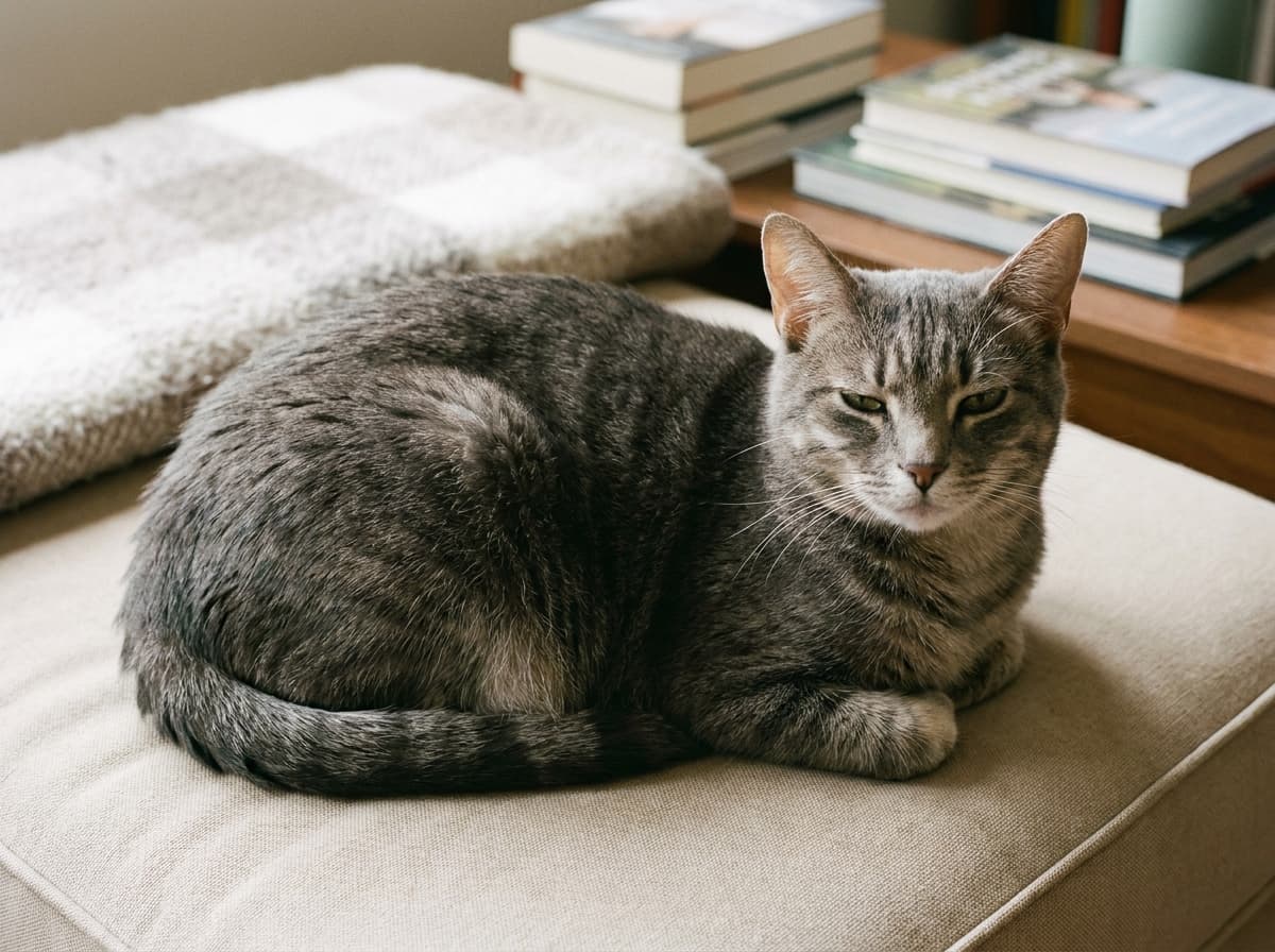 Loafing — Cat in loaf position, paws tucked under body