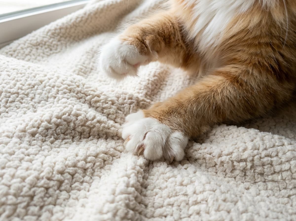 Kneading — Cat kneading a blanket with front paws