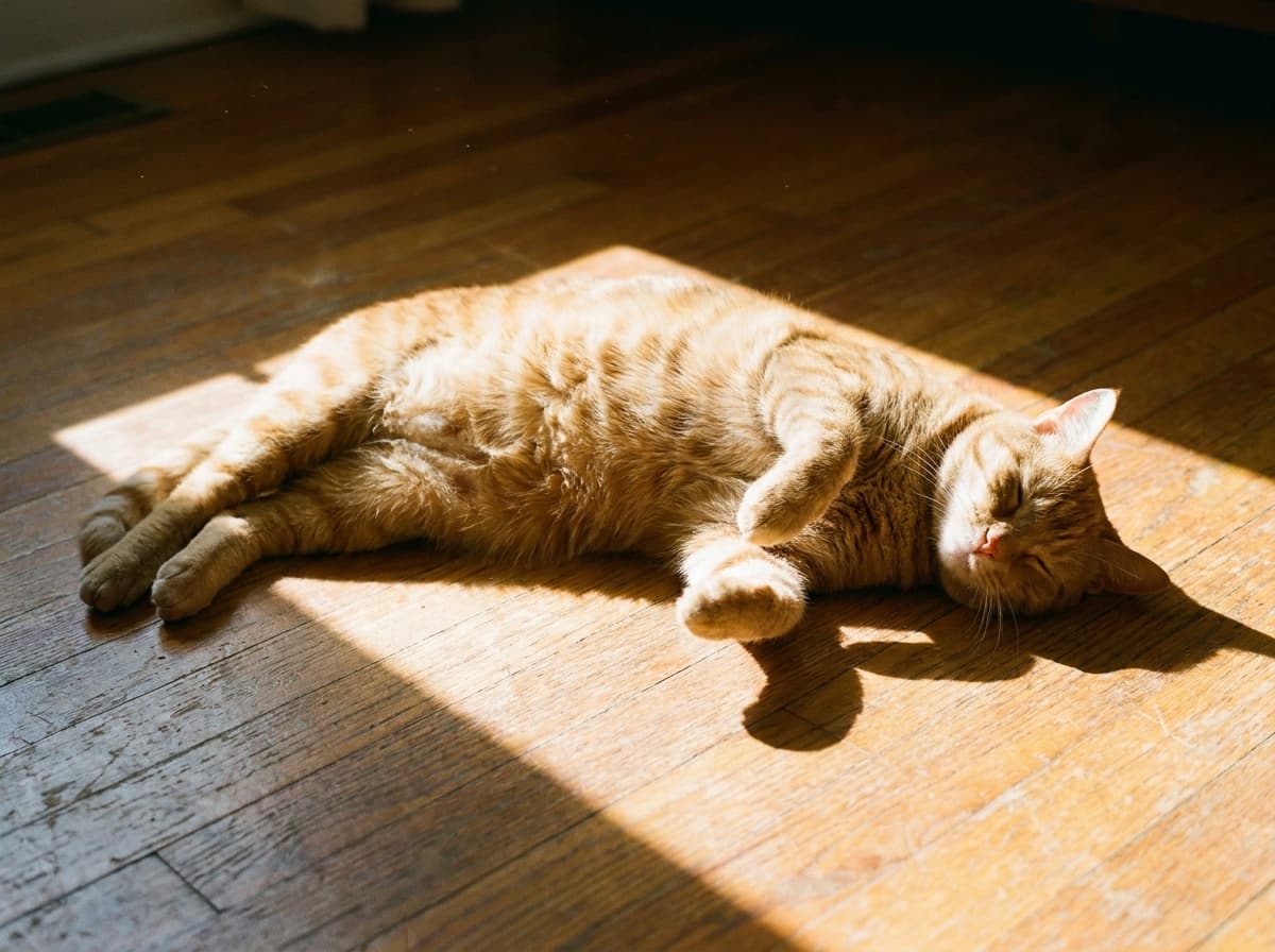 Sunbathing — Cat sunbathing in a sunbeam