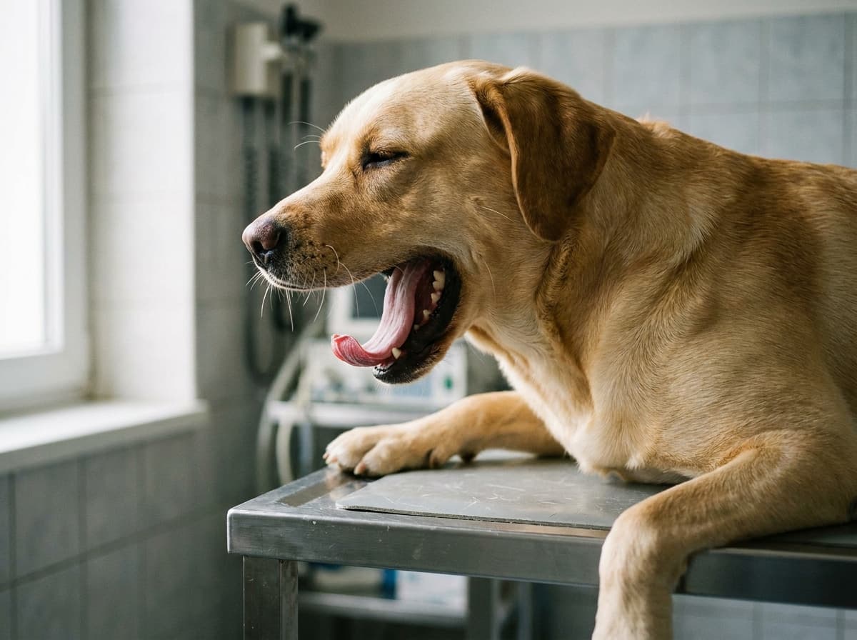 The Out-of-Place Yawn — Dog yawning while being approached